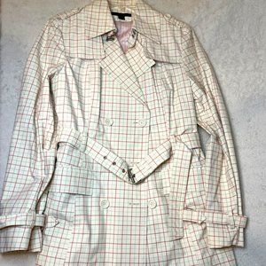 Express Plaid Double Breasted Coat Pink/Cream - Size Medium